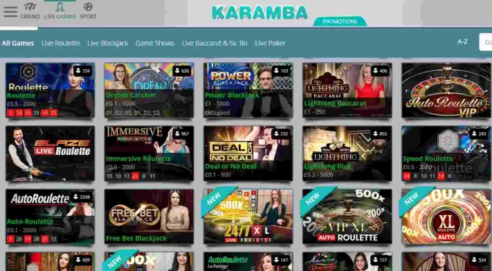 Karamba Casino Live Dealer Games