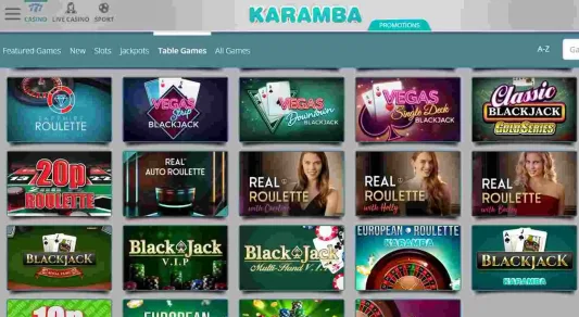Karamba Casino Table Games