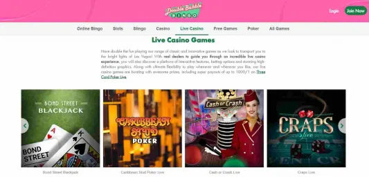 Double Bubble Bingo Live Casino Games