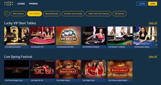 Lucky VIP Casino Live Dealer Games